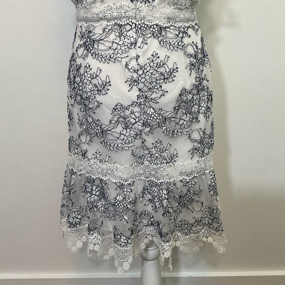 Adelyn Rae White & Navy Embroidered Lace Fit & Flare Dress Size M - Picture 5 of 9